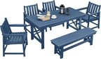 HDPE Outdoor Dining Set of 6, Patio Dining Table Set by SeeHill