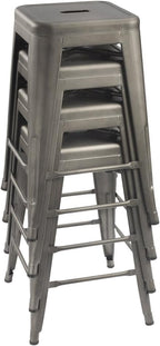 Devoko Metal Bar Stools 24" Indoor Outdoor Stackable Barstools Modern Style - Image 4