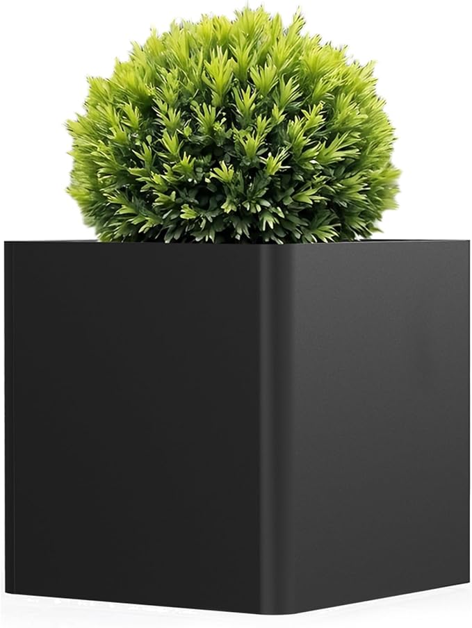 Large Metal Square Planter 24" L x 24" W x 24" H, Heavy Duty Black Large by Gardenaire
