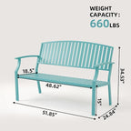 Outdoor Bench Weatherproof Aluminum Patio Garden Bench, Patio Loveseat - Image 2