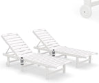 SERWALL Outdoor Chaise Lounge Set of 2, All-Weather HDPE Pool Lounge Chairs - Image 3