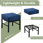 2 Pieces Outdoor Patio Ottomans, Assembled Aluminum Outdoor Ottoman - Image 6