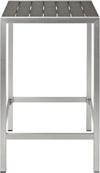 Modway Shore Aluminum Outdoor Patio Square Bar Table in Silver Gray - Image 4