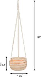 Mkono Ceramic Hanging Planter Macrame Plant Holder 5 Inch Cute Succulent Cactus - Image 4