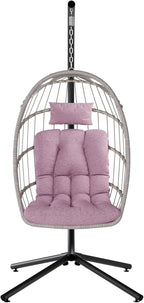 SWITTE Egg Chair Outdoor with Stand, Indoor Wicker Hanging Egg Swing Chair with - Image 8