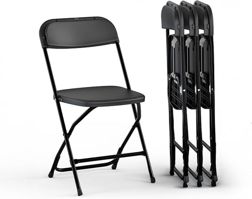 4 PACK White Foldable Plastic Chair | Folding & Stackable | 350 lbs Capacity by OurModernSpace