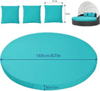 MICTONY Outdoor Daybed Cushion Cover, Sun Bed Round Cushion ONLY, Peacock Blue - Image 2