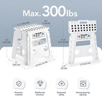 Delxo 13" Folding Step Stool for Kids and Adults, Non-Slip Foldable Step Stools - Image 2