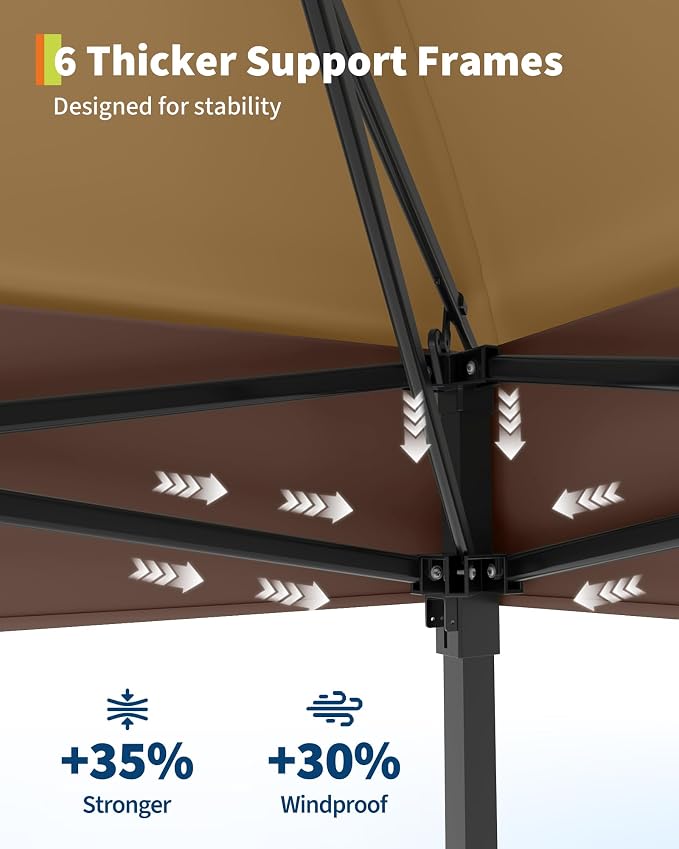 Canopy Tent 13x13 ft, Pop Up Gazebo One-Push Setup - Image 6