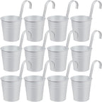 OBTANIM 12 Pack Metal Hanging Flower Pots Railing Planter Outdoor Fence Hanging by OBTANIM