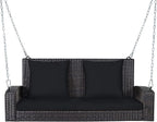 RELAX4LIFE Porch Swing 2-Seat Patio Rattan, Wicker Porch Swings Outdoor W/Two by RELAX4LIFE