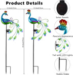 DREAMSOUL 2 Pack Metal Peacock Solar Lights Outdoor Waterproof LED Solar Lights - Image 2