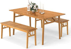 Tangkula 3 Pieces Patio Dining Set, Acacia Wood Space Saving Outdoor by TANGKULA