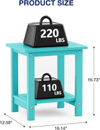 YEFU Outdoor Side Table for Patio: 16" HIPS Weather - Image 3