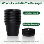 T4U 4 Inch Plant Pots 8-Pack, Small Flower Pots - Image 6