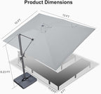 PURPLE LEAF Patio Umbrella 10' X 13' Rectangle Cantilever Umbrella Large - Image 9