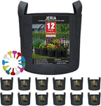 JERIA 12-Pack 25 Gallon Grow Bags, 300G Thickened Nonwoven Garden Pots by JERIA