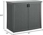 Suncast Resin Outdoor Storage Cabinet, Cool Gray Wicker Resin Outdoor Cabinet - Image 3