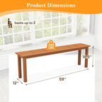 Tangkula Outdoor Wood Bench, 59” Long Patio Dining Bench Set of 2, Backless - Image 3
