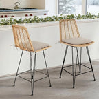 IDZO 400lbs Capacity Rattan Outdoor Counter Stools, Comfort Cushion, Solid by Idzo