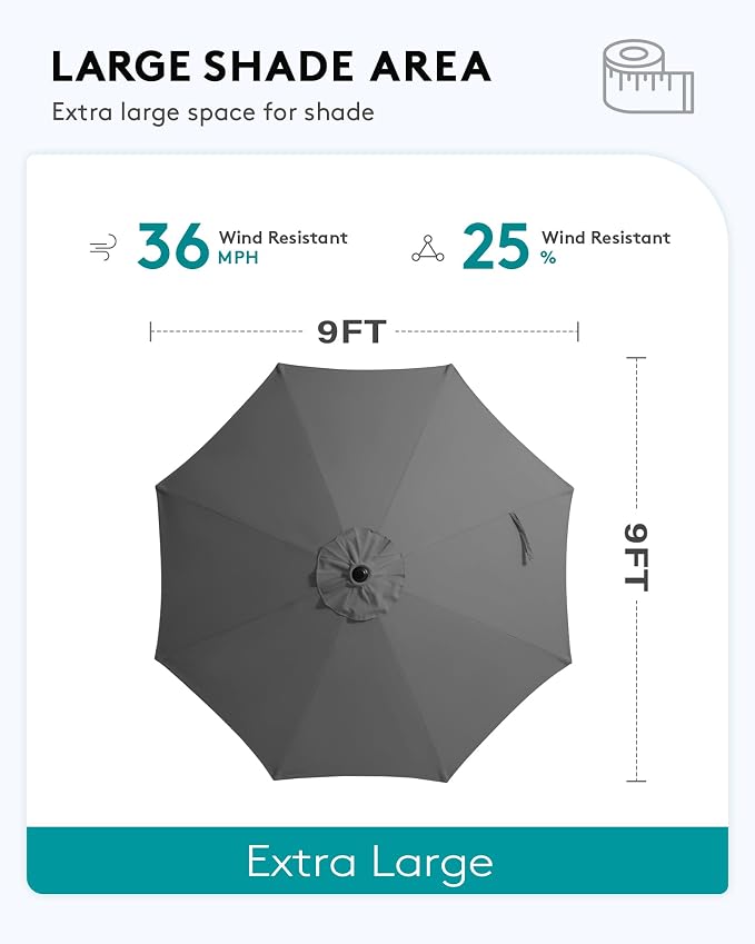 SERWALL Outdoor Bar Set with 9ft Umbrella, All-Weather HDPE Patio Bar Chairs - Image 9