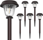 Solar Lights Outdoor, 6 Pack Metal Solar Pathway Lights, Heavy Duty Stainless - Image 2