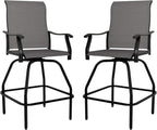 LEVELEVE Patio Bar Set 2pcs Swivel Bar Stools Outdoor Bistro Textilene by Enjoyyourlife
