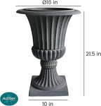 Urn Planters 22", Tall Stone-Resin Pedestal Planters - Image 4