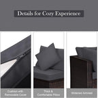 Tangkula 4 Pieces Patio Rattan Sofa Set, Outdoor Wicker Sectional Furniture Set - Image 8
