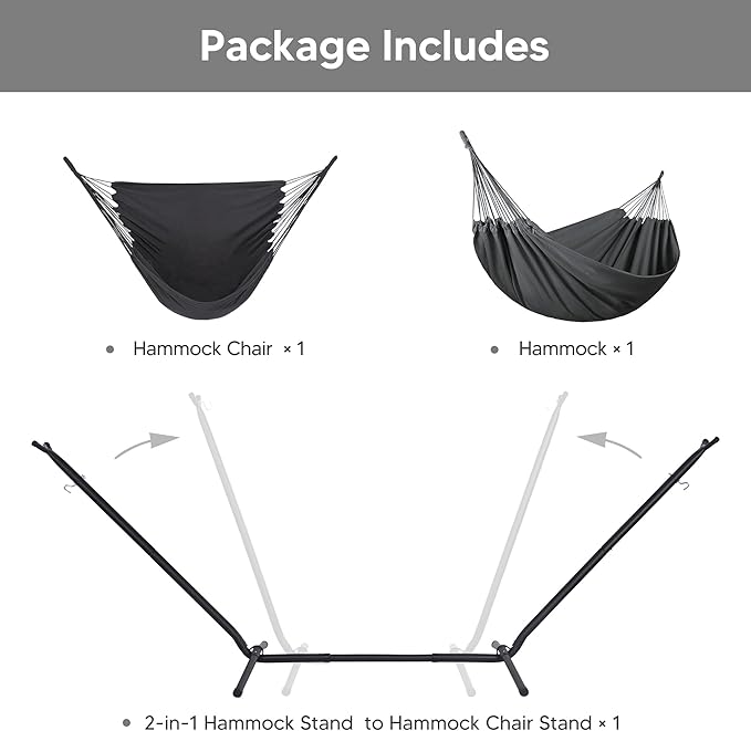 SUNCREAT 2-in-1 Hammocks Convertible Portable Double Hammock - Image 3