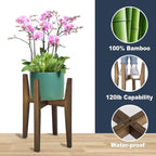 OERGKE Adjustable Plant Stand, Bamboo Mid Century Modern Indoor Plants Stands - Image 2