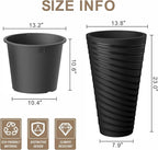 Kante 23 Inch Tall Planter Set of 2, Round Spiral Textured Flower Pots - Image 2