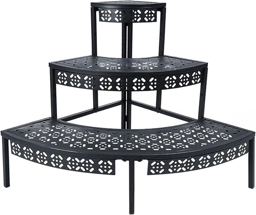3 Tier Plant Stand Semi-Circular Flower Pot Organizer Rack Quarter Round Plant by Garden4you