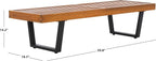 SAFAVIEH Outdoor Patio Furniture Heather Natural Brown Solid Wood & Black Legs - Image 3