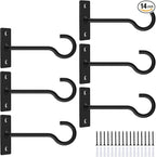 6Pack 4inch Wall Hook for Hanging Plant Bracket Black by QTJUST