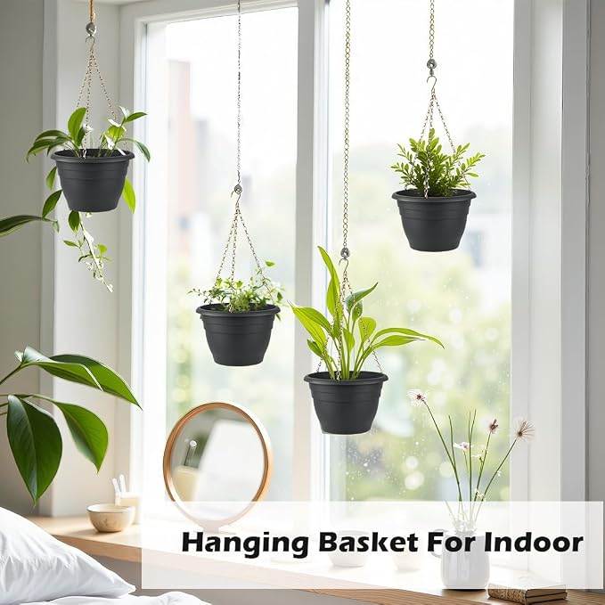 Hanging Planters 10 Inch, Self Watering Hanging Basket - Image 6