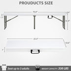 6ft Plastic Folding Bench with Carrying Handle & Lock, Portable Outdoor Bench - Image 3