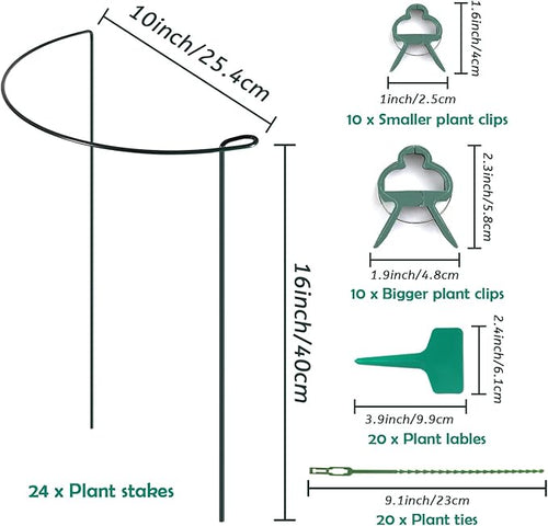 24 Pack Plant Support Stake, Half Round Metal Garden Plant Stake, Border Support - Image 2