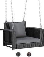 VINGLI 2.2 FT 1-Person Use Rattan Porch Swing Outdoor Support 440 LBS by VINGLI