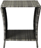 Wicker Rattan Side Table, Outdoor Square Rattan Coffee End Table - Image 4