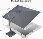 PURPLE LEAF Patio Umbrella 10' X 13' Rectangle Cantilever Umbrella Large - Image 9