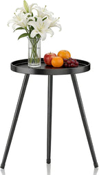 Small Round Side Table Metal End Table Outdoor Black Side Table Mid-Century by Unknown