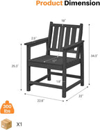 Patio Dining Chair Set of 2, HDPE Outdoor Dining Chair, Ergonomic HDPE Dining - Image 3