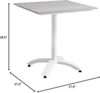 Modway Maine Aluminum Outdoor Patio 28" Dining Table in White Light Gray - Image 2