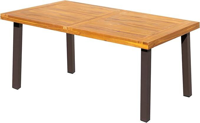 Flamaker Dining Table for 6 Acacia Wood Indoor Outdoor Home Kitchen Table - Image 9