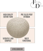 FRELISH DECOR Round Pouf Ottoman Hand Knitted 100% Cotton Pouf Foot Stool - Image 5