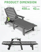 Lounge Chair Outdoor, Chaise Lounge Outdoor, HDPE 6-Position Lounge Chair - Image 3