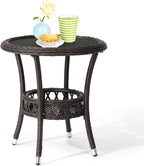 VINGLI Outdoor Wicker Side Table, Patio Side Tables by VINGLI