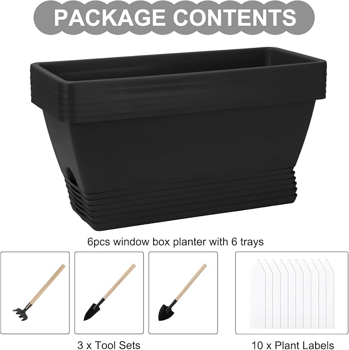 Window Box Planter, 6 Packs 17 Inches Rectangle Planters Box - Image 3