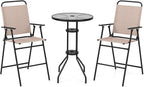 Tangkula 3 Piece Outdoor Bar Set, Patio Round Bar Table by TANGKULA